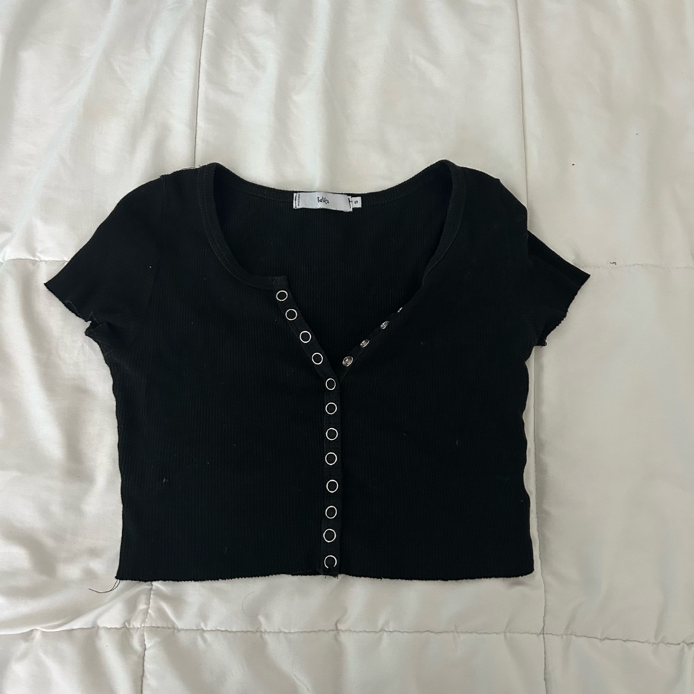 Black Top with Button Detail